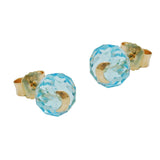 Stecker, Glas-aqua-blau Mond 14Kt GOLD