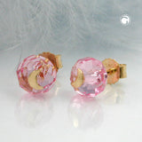 Stecker, Glas-rosa-pink Mond 14Kt GOLD