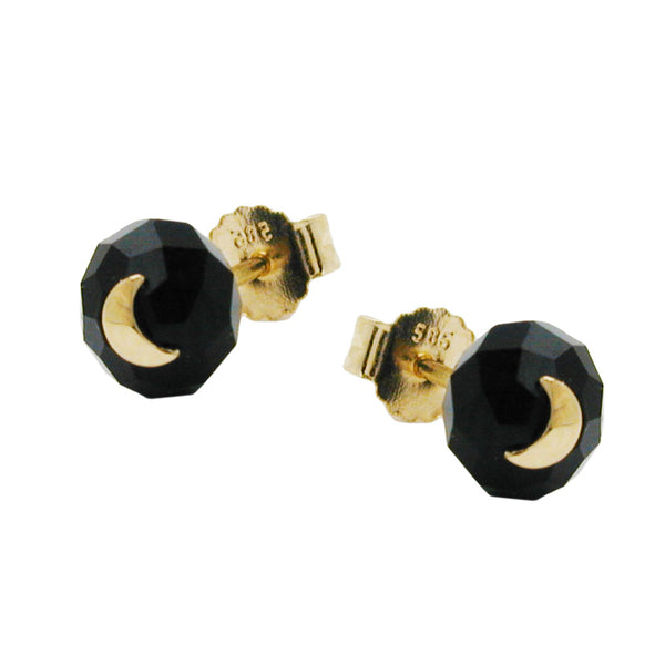 Stecker, Glas-schwarz Mond 14Kt GOLD