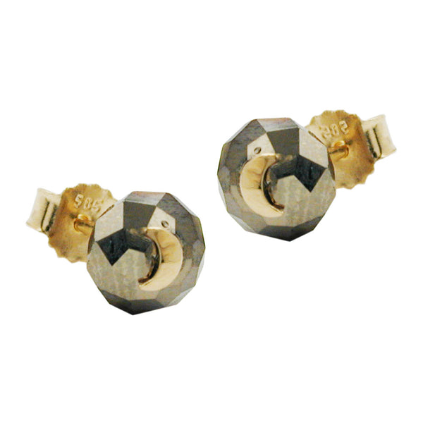 Stecker, schwarz-ton, Mond 14Kt GOLD