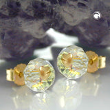 Stecker, Glas-krist-weiß Herz 14Kt GOLD