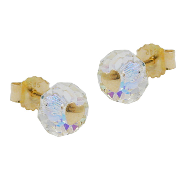Stecker, Glas-krist-weiß Herz 14Kt GOLD