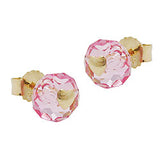 Stecker 6mm facettierte Glasperle rosa pink mit Herz 14Kt GOLD
