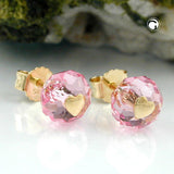 Stecker 6mm facettierte Glasperle rosa pink mit Herz 14Kt GOLD