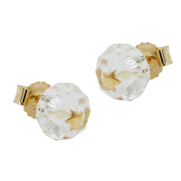 Stecker Glas-krist-weiß Stern 14Kt GOLD