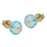 Stecker 6mm facettierte Glasperle aqua hellblau mit Stern 14Kt GOLD