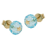 Stecker 6mm facettierte Glasperle aqua hellblau mit Stern 14Kt GOLD