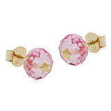 Stecker 6mm facettierte Glasperle rosa pink mit Stern 14Kt GOLD