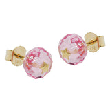 Stecker 6mm facettierte Glasperle rosa pink mit Stern 14Kt GOLD