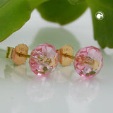 Stecker 6mm facettierte Glasperle rosa pink mit Stern 14Kt GOLD