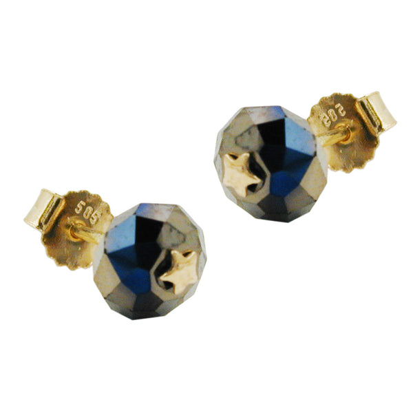 Stecker, schwarz-ton, Stern 14Kt GOLD