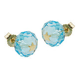 Stecker, Glas-aqua-blau Stern 14Kt GOLD