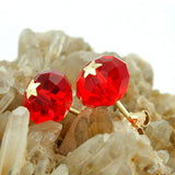Stecker, Glas-rot Stern 14Kt GOLD
