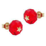 Stecker, Glas-rot Stern 14Kt GOLD