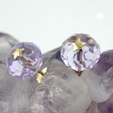 Stecker 6mm facettierte Glasperle lavendelfarben hell lila mit Stern 14Kt GOLD