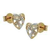 Stecker Herz bicolor Zirkonia 14Kt GOLD