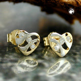 Stecker Herz bicolor Zirkonia 14Kt GOLD