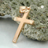 Anhänger, Kreuz matt-diam, 9Kt Rotgold