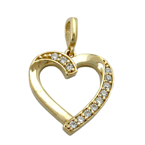 Anhänger, Herz mit Zirkonias, 9Kt GOLD