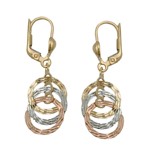 Brisur, tricolor, 3 Kreise, 9Kt GOLD