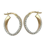 Creole 17x14mm bicolor rhodiniert diamantiert 9Kt GOLD
