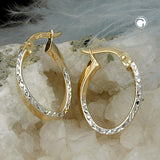 Creole 17x14mm bicolor rhodiniert diamantiert 9Kt GOLD