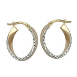 Creole 17x14mm bicolor rhodiniert diamantiert 9Kt GOLD