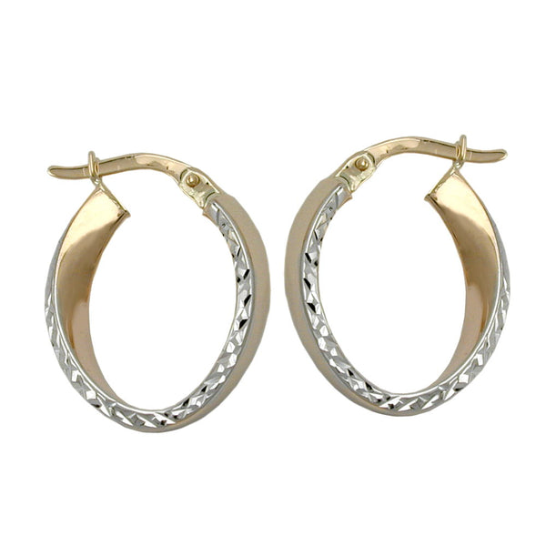 Creole 17x14mm bicolor rhodiniert diamantiert 9Kt GOLD