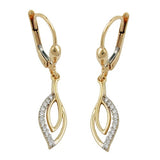 Ohrbrisur Ohrhänger Ohrringe 32x6mm mit vielen Zirkonias glänzend 9Kt GOLD