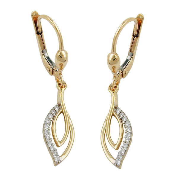 Ohrbrisur Ohrhänger Ohrringe 32x6mm mit vielen Zirkonias glänzend 9Kt GOLD