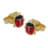 Stecker 6mm Marienkäfer schwarz-rot lackiert 9Kt GOLD