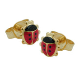Stecker 6mm Marienkäfer schwarz-rot lackiert 9Kt GOLD