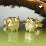 Stecker 7x5mm Katzen matt-glänzend 9Kt GOLD