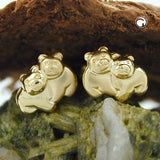 Stecker 6x8mm Bärenpaar matt-glänzend 9Kt GOLD