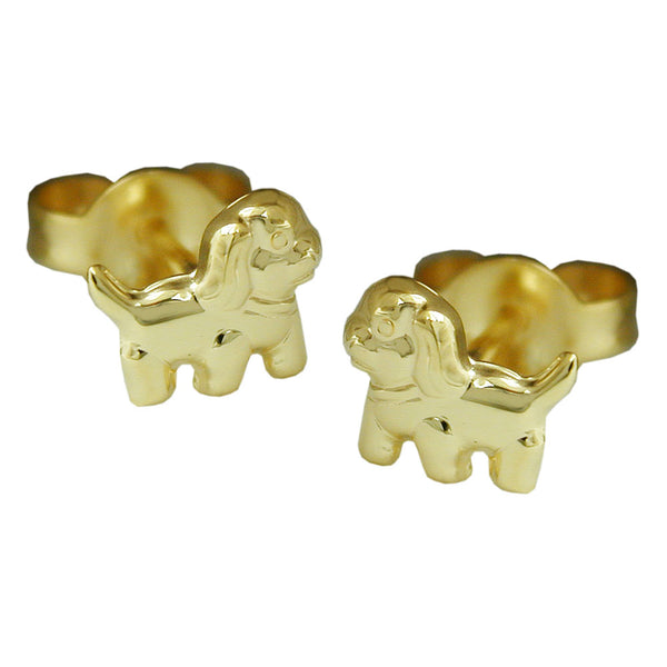 Stecker 6x7mm Hund glänzend 9Kt GOLD