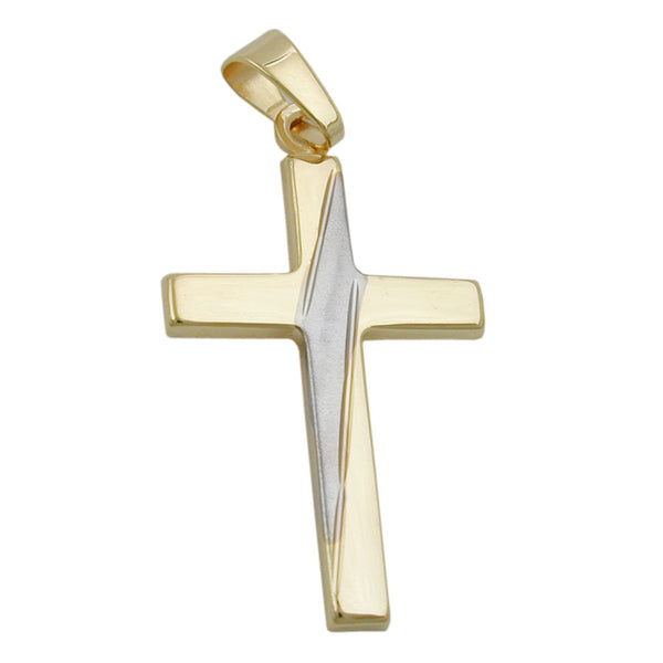 Anhänger, Kreuz bicolor, 9Kt GOLD