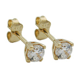 Stecker 3,5mm Zirkonia Viereck 9Kt GOLD
