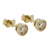 Stecker 4,5mm Zirkonia rund 9Kt GOLD