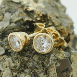 Stecker 4,5mm Zirkonia rund 9Kt GOLD