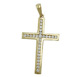 Anhänger 26x17mm Kreuz Zirkonias 9Kt GOLD