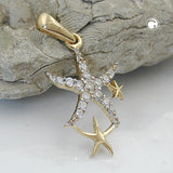 Anhänger, Seesterne, Zirkonias, 9Kt GOLD