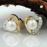 Stecker Herz, Perle, Zirkonia, 9Kt GOLD