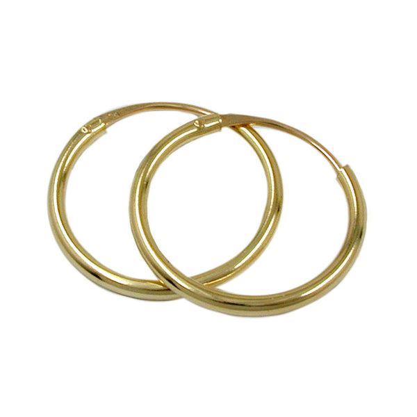 Creole 15mm Drahtcreole Steckverschluss glänzend 9Kt GOLD