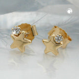 Stecker, Stern mit Zirkonia, 9Kt GOLD