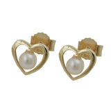 Stecker 6x7mm Herz mit Süßwasserzuchtperle 9Kt GOLD