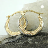 Creole 15,5x1,3mm bicolor rhodiniert diamantiert 9Kt GOLD
