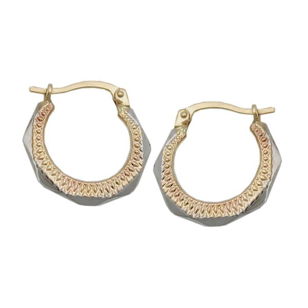 Creole 15,5x1,3mm bicolor rhodiniert diamantiert 9Kt GOLD