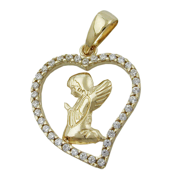 Anhänger Engel im Herz Zirkonia 9Kt GOLD
