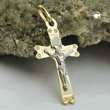 Anhänger 26x15mm Kreuz mit Jesus bicolor 9Kt GOLD