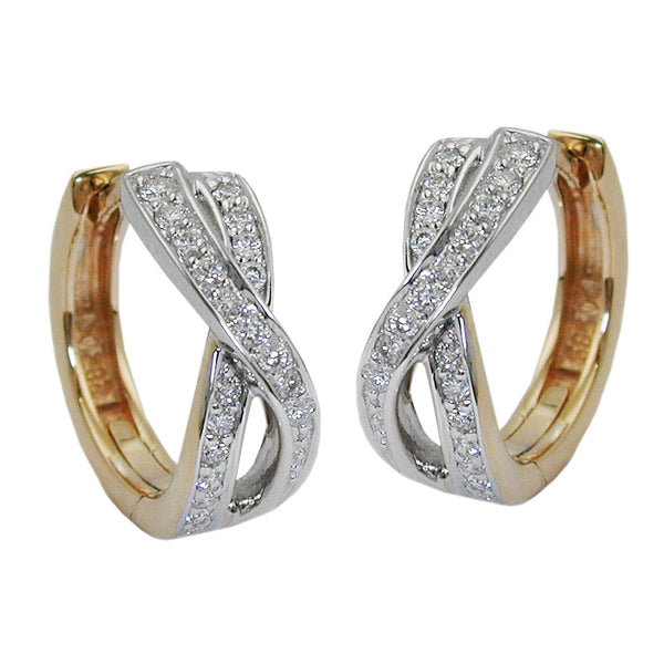 Creole 13x5mm Klappscharnier bicolor mit Brillant-0,20Kt GHSI 14Kt GOLD